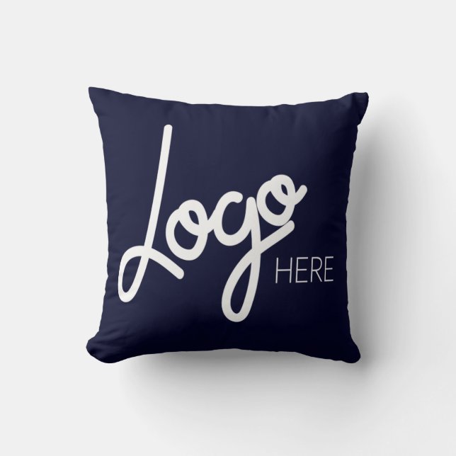 Big Business Logo Promotional Brand Navy Cushion (Front)