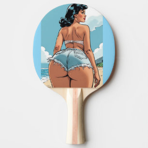 Big butt retro girl art ping pong paddle