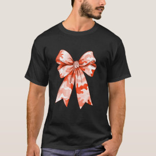 Big Camo Orange Coquette Bow Camouflage Girl Cute T-Shirt