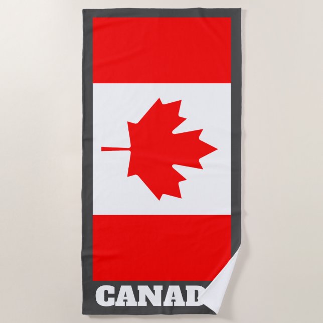 Big Canadian maple leaf flag of Canada custom Beach Towel (Front)