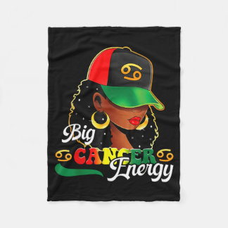 Big Cancer Energy Black Women Afro Girls Astrology Fleece Blanket
