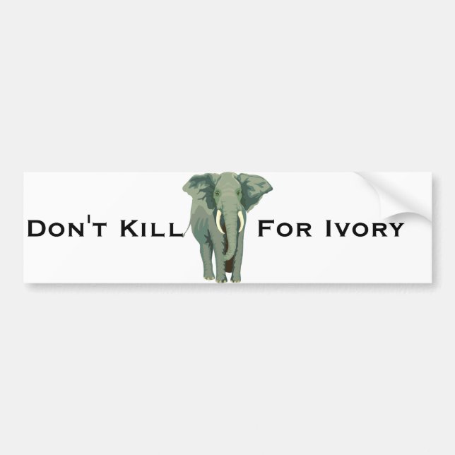 Big Cartoon Grey Elephant Bumper Sticker (Front)