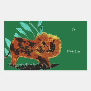 Big Cat Animal Art Lion Custom Rectangular Sticker