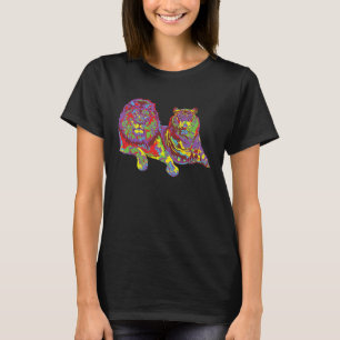 Big Cat Animals Lion & Tiger Chilling in Psychedel T-Shirt