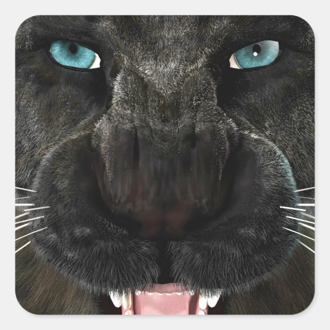 Big Cat Black Panther Square Sticker (Front)