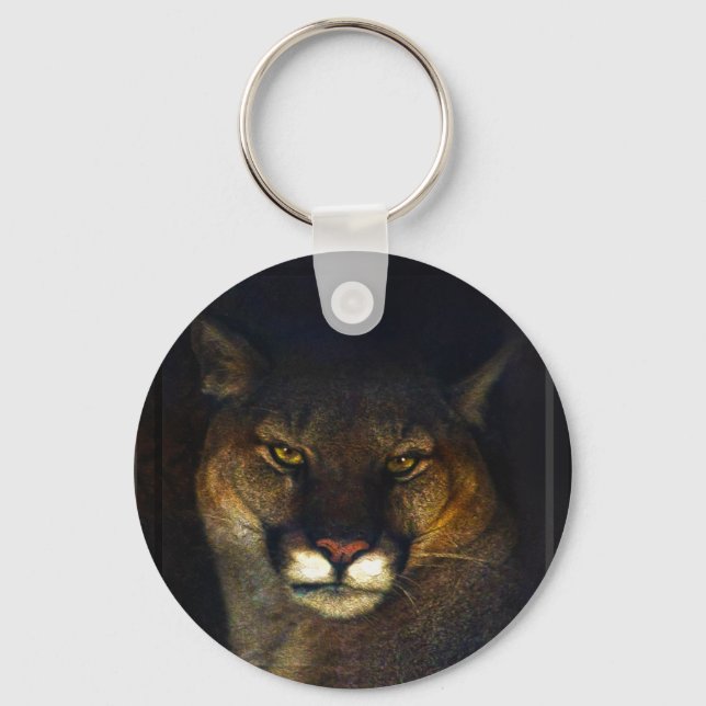 Big Cat Cougar Mountain Lion Art Design Key Ring (Front)