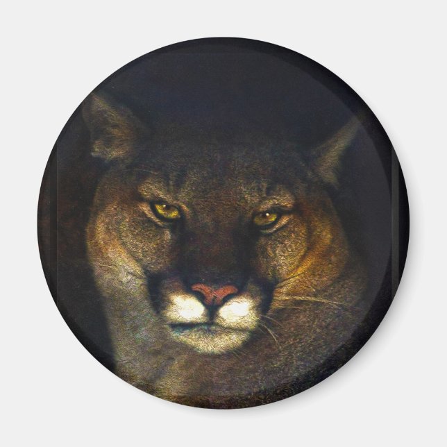 Big Cat Cougar Mountain Lion Art Design Magnet (Front)