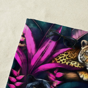 Big Cat Dreams Seamless Surface Pattern Beach Towel