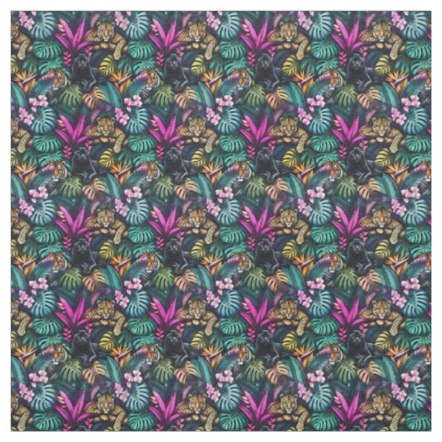 Big Cat Dreams Seamless Surface Pattern Fabric (Swatch)