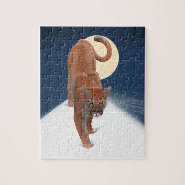 Big Cat In The Winter Snow - Mountain Lion Jigsaw Puzzle (Vertical)