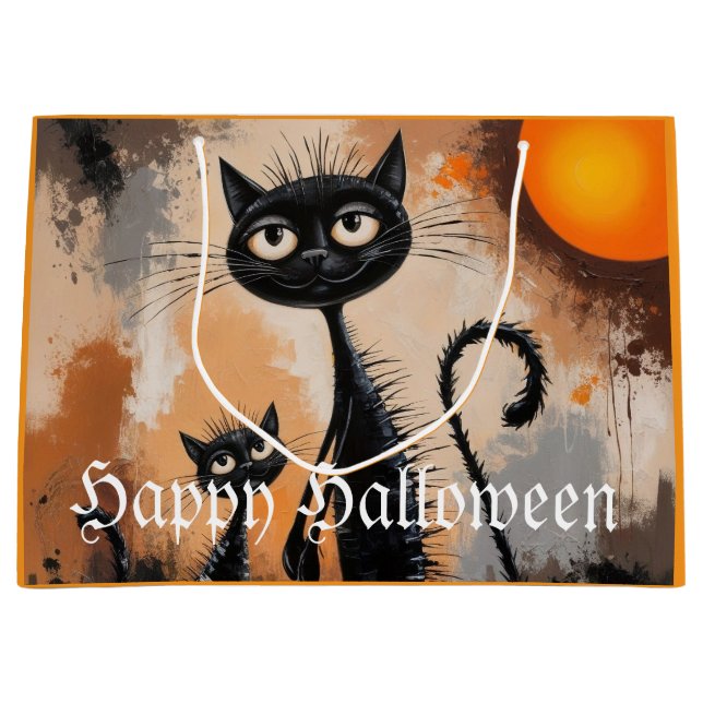 Big Cat Little Cat Halloween  Large Gift Bag (Front)