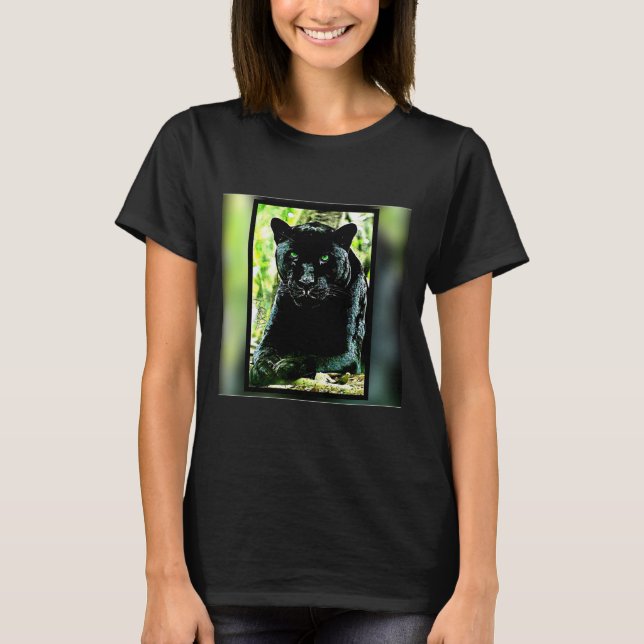 Big Cat Models: Green Eyed Black Panther T-Shirt (Front)