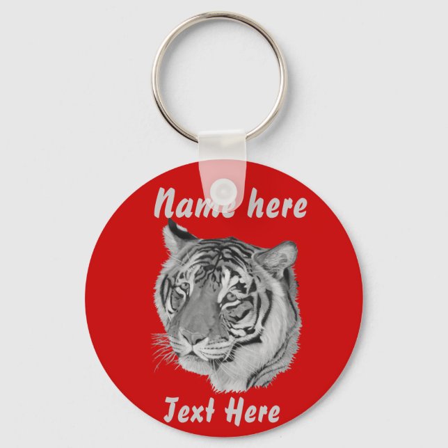 big cat realist portrait picture of tiger key ring (Front)