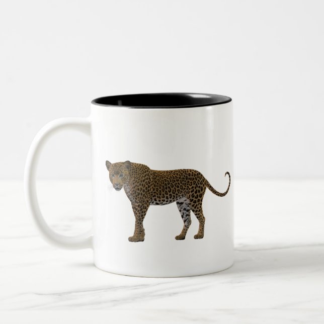 Big Cat Rendering Leopard Predator Stains Two-Tone Coffee Mug (Left)
