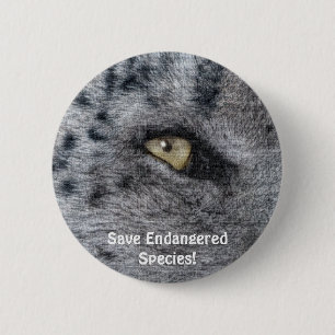 BIG CAT Snow Leopard Endangered Species Button