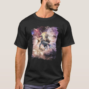 Big Cat Tiger Riding Evil Unicorn In Space T-Shirt