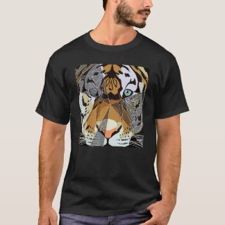 Big cat Tiger with geometric lines in full colour T-Shirt