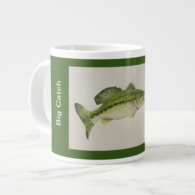 Big Catch, Big Bass Large Coffee Mug (Front Left)