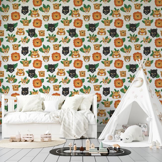 Big Cats Lions Tigers Panther Pattern Nursery Wallpaper (Creator Uploaded)