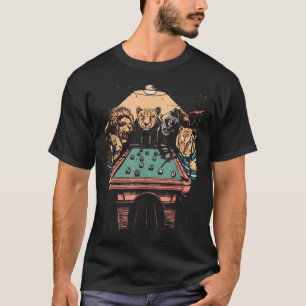Big Cats Playing Pool Billiard 8-Ball Funny T-Shirt