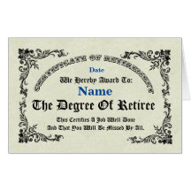 Big Certificate of Retirement Greeting Card