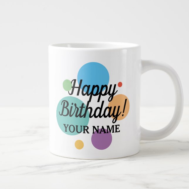 Big cheerful colours Birthday mug with custom name (Right)