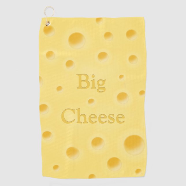 "Big Cheese" Creamy Yellow Cheese With Holes Golf Towel (Front)