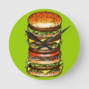Big Cheeseburger Round Clock