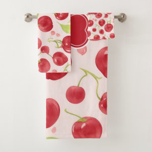 Big Cherry Watercolor Colourful Personaliz Pattern Bath Towel Set