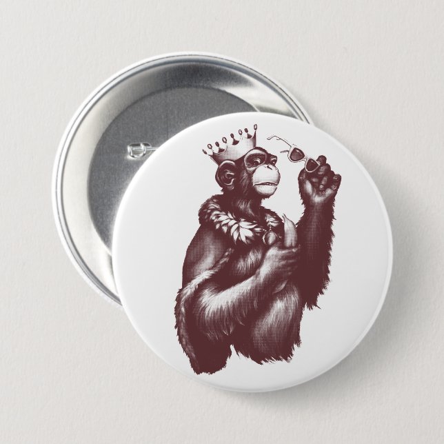 Big Chimpin' (Monochrome) 7.5 Cm Round Badge (Front & Back)