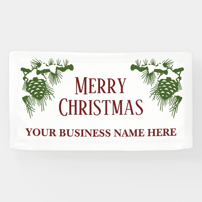 Big Christmas banner with snow covered pinecones (Horizontal)