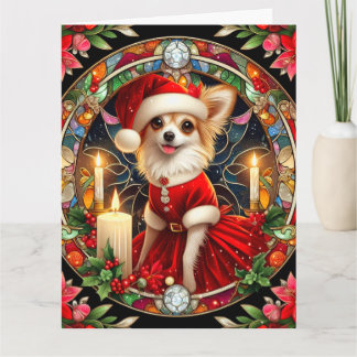Big Christmas Card Chihuahua in Santa Dress