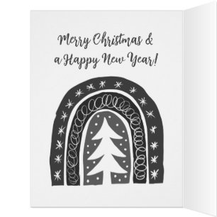Big Christmas card with Boho x-mas tree drawing