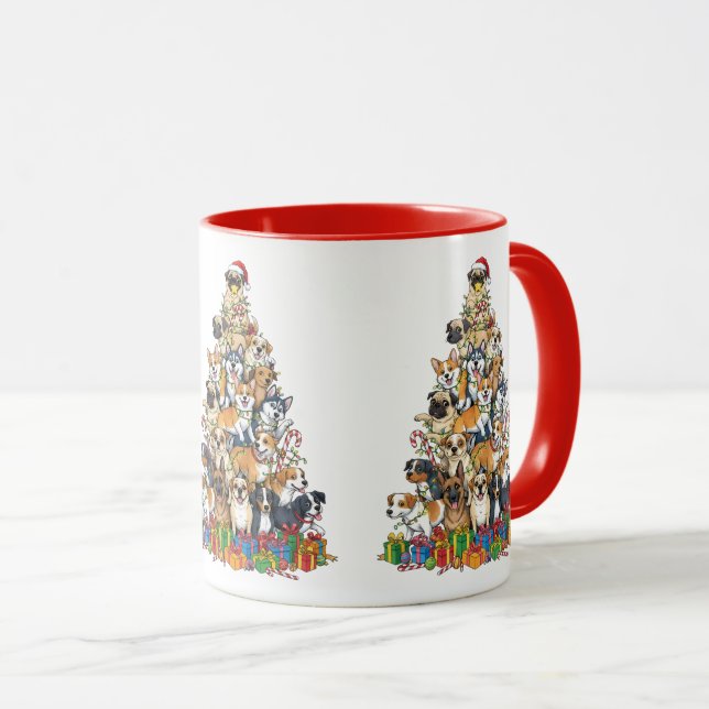 Big Christmas Dog Tree – Festive Pup Mug (Front Right)