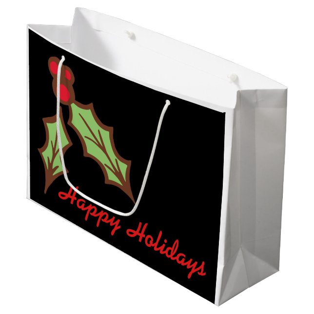 Big Christmas Holly Gift Bag (Front Angled)