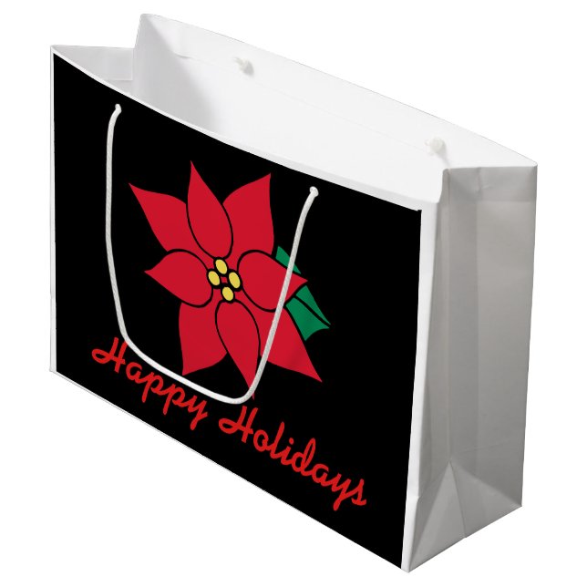 Big Christmas Poinsettia Gift Bag (Front Angled)