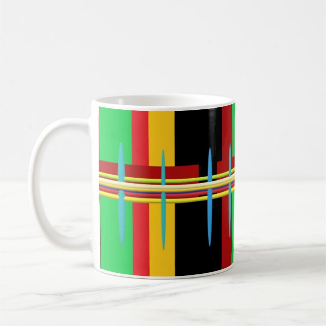 Big chunky coloured modern art coffee mug (Left)
