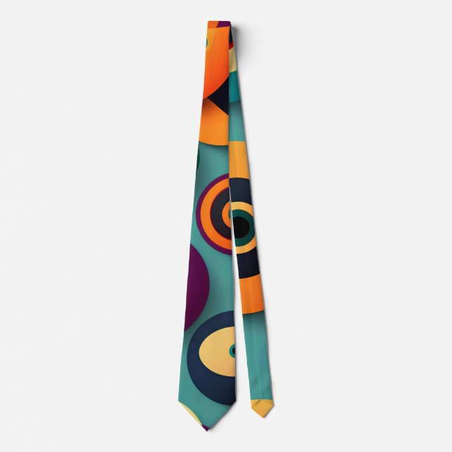 Big Circles Orange Blue Geometric Pattern Tie (Front)