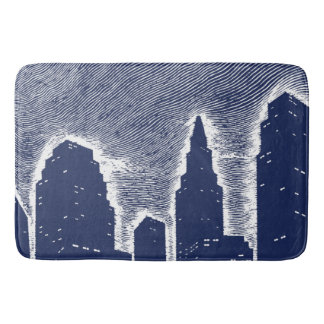 Big City Night Lights cityscape skyline Bath Mat