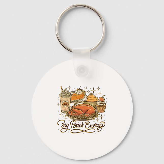 Big Ck Energy Leg Day Turkey Patchwork Funny Thank Key Ring (Front)