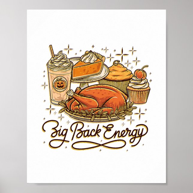 Big Ck Energy Leg Day Turkey Patchwork Funny Thank Poster (Front)