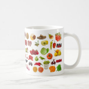big collection of fruits and vegetables coffee mug