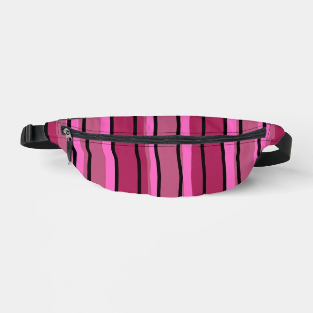 Big Colour Pop Hot Pink and Black Stripes Bum Bags (Front)