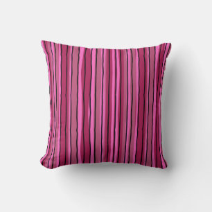 Big Colour Pop Hot Pink and Black Stripes Cushion