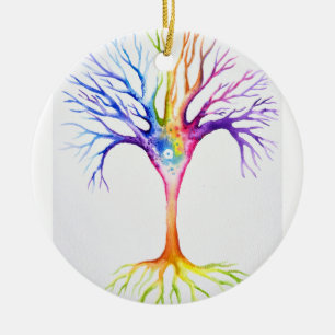 Big colourful neuronal tree ceramic ornament