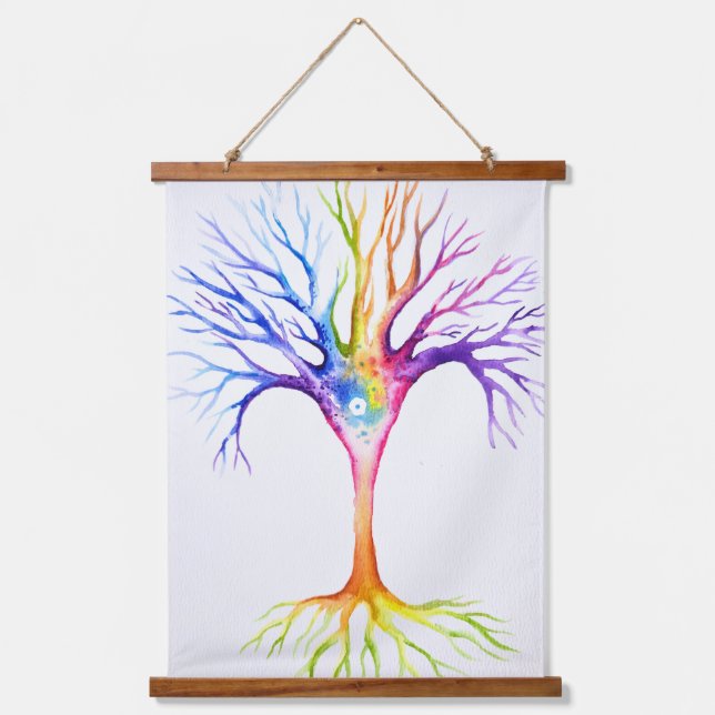 Big colourful neuronal tree hanging tapestry (Front)