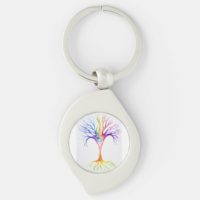 Big colourful neuronal tree key ring (Front)