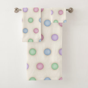 Big Colourful Pastel Polka Dots Bath Towel Set