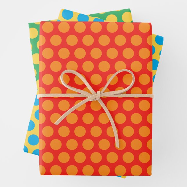 Big Colourful Polka Dot Fun Wrapping Paper Sheet (In situ)