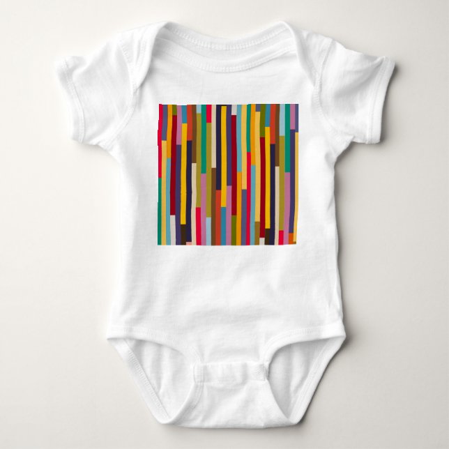 Big Colourful Stripes  Baby Bodysuit (Front)